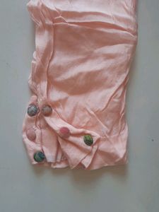 Peach Gorgette Suit With Dupatta And Pant Plazo