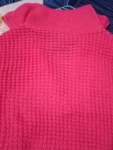 Pink Knit Zip Sweater