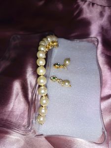 New Pearl &amp; Stone Jewellery Set With Box
