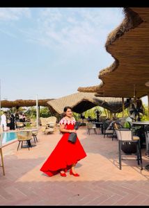 Pintrest Princess Having Cancan Red High-Low Dress