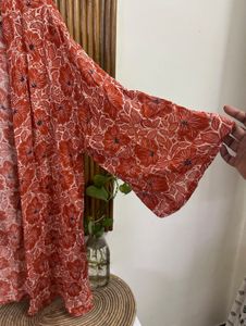 Orange Floral Print Shrug