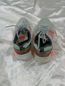 Gray &amp; Orange Striped Sneakers