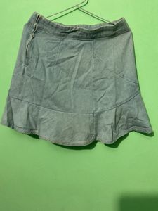Denim Ruffle Mini Skirt