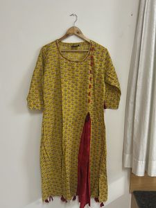 Yellow Printed Kurta