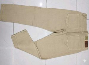 beige Straight Leg Jeans