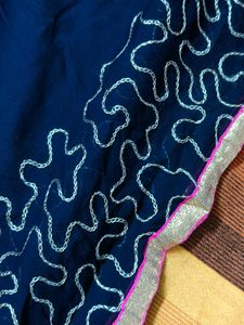 Women Thread Mirror Embroidered Cotton Print Suit