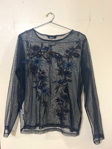 Sheer Floral Embroidered Top