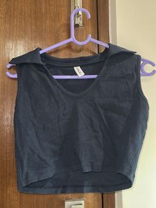 Navy Blue Crop Top