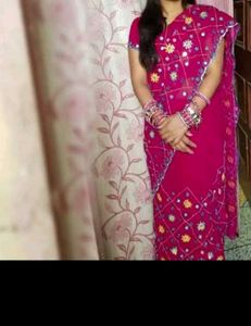 Magenta  Mirror Work Saree
