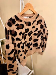 Leopard Print Knit Sweater (Imported)