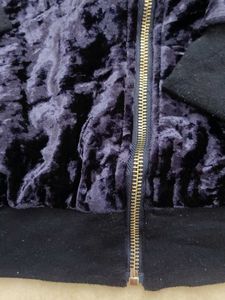 Navy Blue Velvet Hoodie