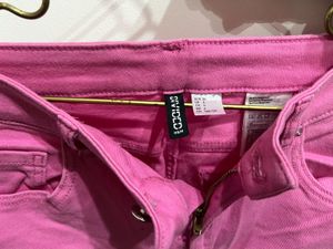 H&amp;M Pink Wide Leg Denim Jeans