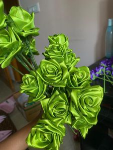 Handmade Green Satin Rose Bouquet