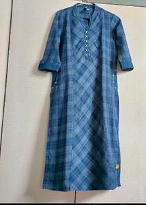 Branded Stylist Denim Checked  Kurti..