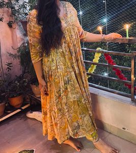 Floral Print Anarkali Dress with Dupatta