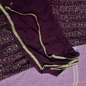 Elegant Plum Embroidered Indian Suit