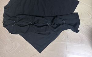 Black Ribbon Long Sleeve Crop Top