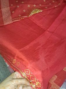 Bandhani. Red Saree with Blouse