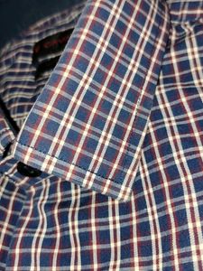 Cavana Checked Shirt Solid Collor With ORANGE STRIP T SHIRT