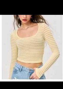 Striped Long Sleeve Crop Top