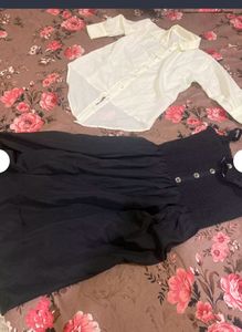 A Black Dress With Korean White Shirt