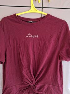 Maroon Twist Front Tee