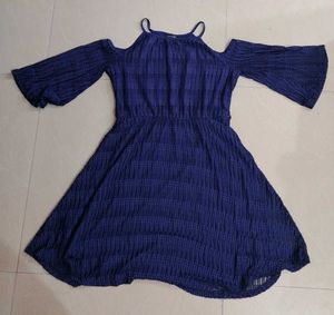 Navy Blue Cut Out Shoulder Dress