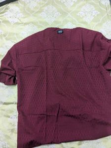 Burgundy Casual Shirt and blue baggy jeans