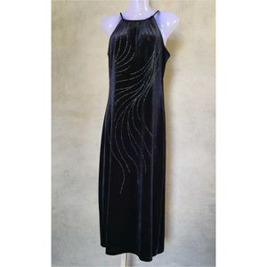 velvet halter neck dress