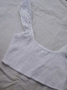 White Eyelet Crop Top