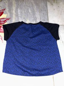 Black Blue Leopard Print Top