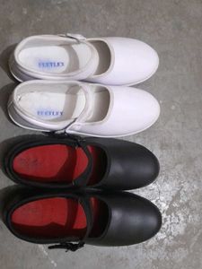 black and white school shoes