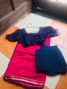 Simple Saree With Patticoat Blouse