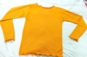 Yellow Full Sleeves Top. Size -M, Bust-34. Used One Time Only.