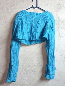 NEW Winter Cropped Knit Cardigan Blue 💙