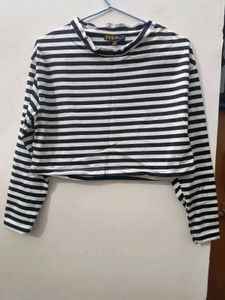 black and white striped top