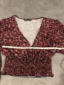 Deep Neck Floral Crop Top