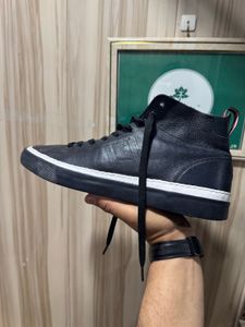 Tommy Hifiger Navy Leather Mid-Top Sneakers