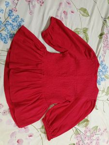 Zudio Bold Red Pretty Aesthetic Trendy Top 💋