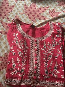 Red Embroidered Kurta