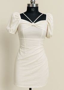 White Mini Dress Puff Sleeve