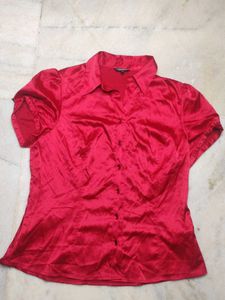 Papaya Red Satin Blouse
