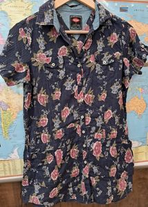 Branded Cotton Floral Shirt For Girls