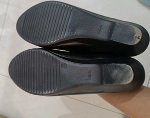 Black Leather Flats