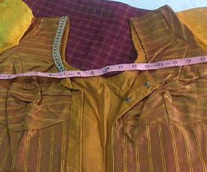 Meroon Checked Semi Soft silk Saree