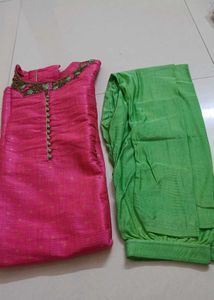 Like New Rose Pink Embroidered kurta &amp; leggings XL