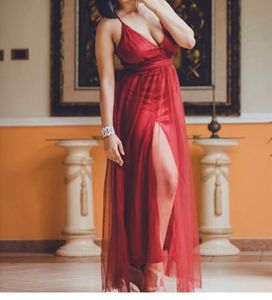 Burgundy Slit Maxi Dress