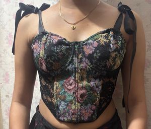 Floral Tapestry Corset Top