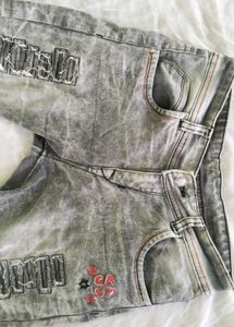 Gray Wash Distressed Jeans
