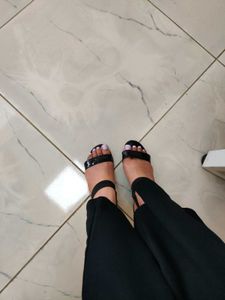 Black Patent Ankle Strap Sandals